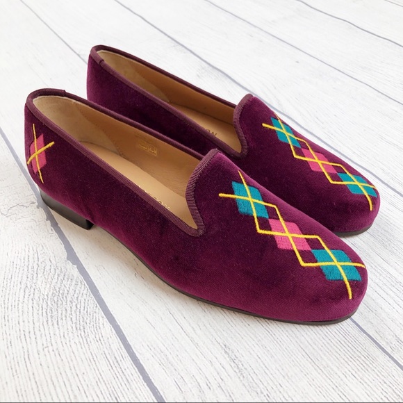 Stubbs &‎ Wootton for J. Crew Argyle Velvet Loafers
